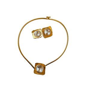 vintage Norma Jean jewelry set earrings neck piece pendent gold tone‎ finish